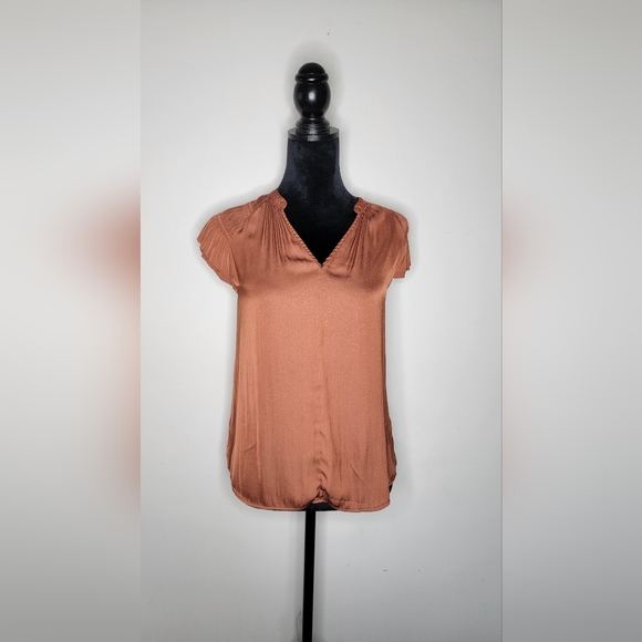 Current Air Tops - Current Air Ruffled Short Sleeve Blouse